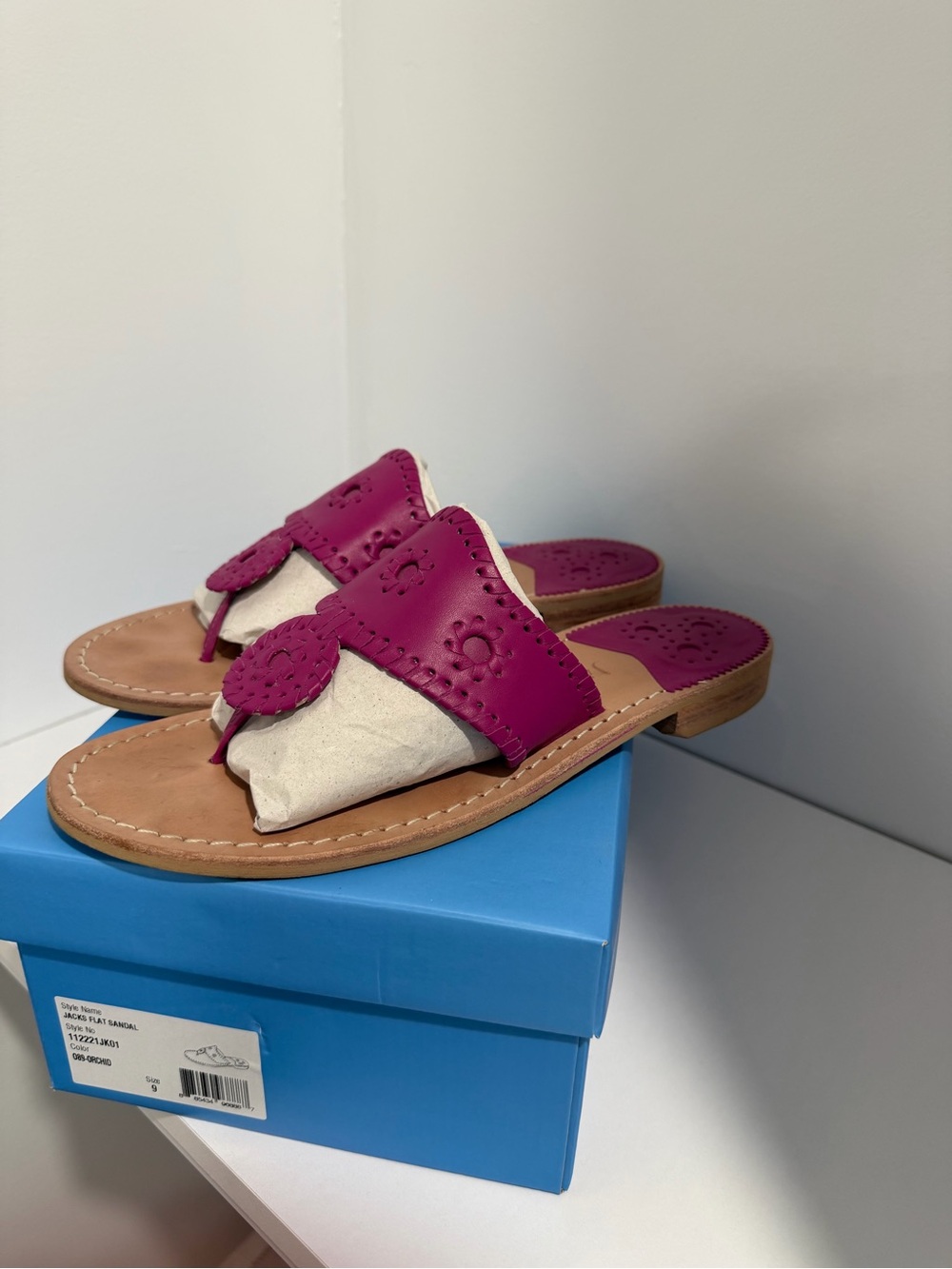 Jack Rogers Orchid Leather Slide Sandals
